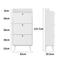 Mueble Zapatero con 3 compartimentos abatibles, Independiente, Organizador de Zapatos abatibles, Zona de entrada, Zapatero Estrecho con compartimento superior, 63*30*134cm, Blanco - details 9