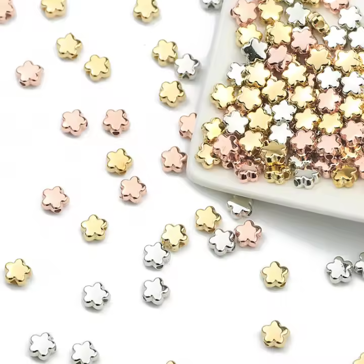 200pcs De Cuentas De Flor En Forma De 6mm CCB Platinadas En Oro Y Plata Para Accesorios De Joyería DIY Collares Pulseras - 1