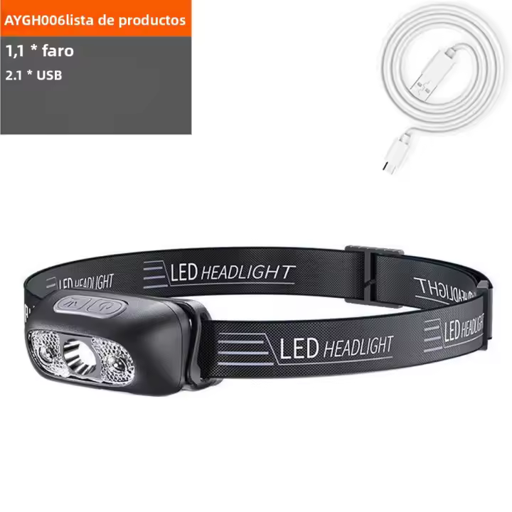 Linterna Frontal Recargable USB 500 Lumen Con Sensor De Movimiento LED Brillante Para Pesca Y Running Sensor Infrarrojo Luz Frontal De 180° Ángulo De Haz Impermeable - 1