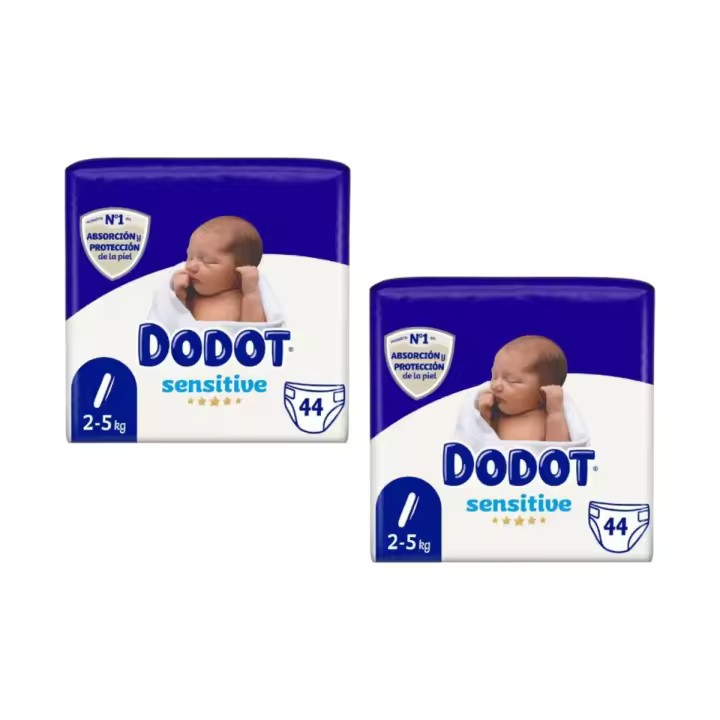 DODOT Pack de 2 Bolsas de 44 Sensitive Pañales y Ajuste Cómodo de Absorción y Protección de la Piel Talla 1 (88 pañales en total) - 1