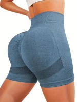 Shorts De Yoga Para Mujer High Waist Abdomen Pantalones Cortos De Running Deporte Fitness Outer Wear Material Poliéster - details 3