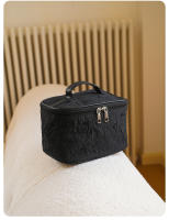 Bolso De Cosméticos Para Mujer Rosa Negra Estuche Portátil De Gran Capacidad Con Cierre De Doble Cremallera Y Flap - details 2