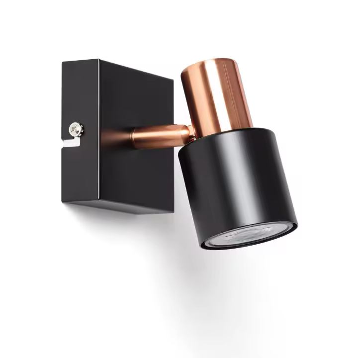 Ledkia Aplique de Pared y Techo Orientable Metal 1 Foco Albus Black Rose Negro - 1