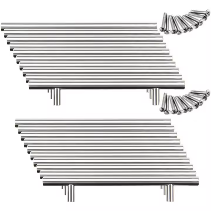 20 tiradores de acero inoxidable para puerta de armario de cocina (distancia entre orificios de 128 mm) - 1