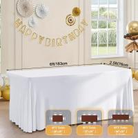 Mantel Rectangular De 6 Pies Con Borde Abierto Resistente a Arrugas Ruffles Elastic Para Banquetes Bodas Y Fiestas - details 3