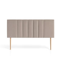 Meimon Cabezal tapizado jaspeado Luna, interior acolchado de algodón guateado, marco de madera de pino y pespuntes decorativos verticales, acabados textiles de aspecto jaspeado y con patas de madera de roble natural - details 2