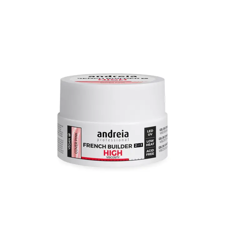 Andreia Professional French Builder High Viscosity 22gr Cover Pink Gel de Construcción 2 en 1 Alta Viscosidad - Gel Autonivelante para Manicura Francesa Base & Construcción - 1