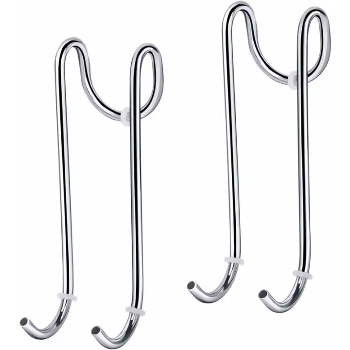 Paquete de 2 ganchos de ducha de vidrio, sin perforación, escobilla de ducha, ganchos para toallas con protector de goma - 1