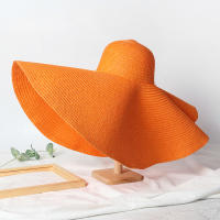 Sombrero De Playa Para Mujer Grande Y Plegable Con Protección UV Sombrilla De Verano De Paja Estilo Casual Para Bodas - details 15