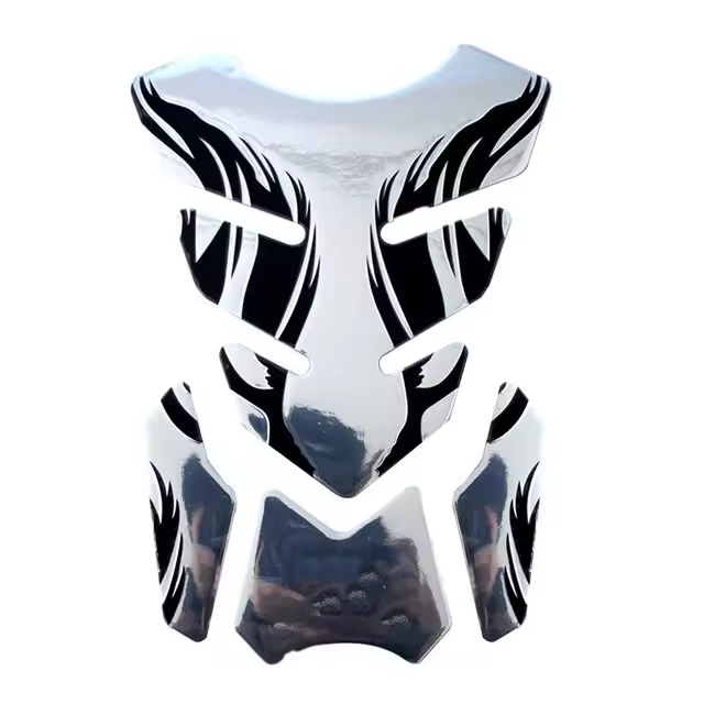 Pegatina De Tanque De Motocicleta 3D Protector De Aceite Y Gasolina Con Diseño De Espina De Pescado Y Decoración De Llama Accesorios Para Motocicletas - 1