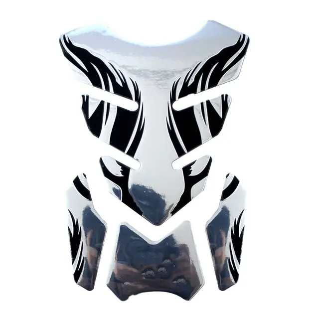 Pegatina De Tanque De Motocicleta 3D Protector De Aceite Y Gasolina Con Diseño De Espina De Pescado Y Decoración De Llama Accesorios Para Motocicletas - 1