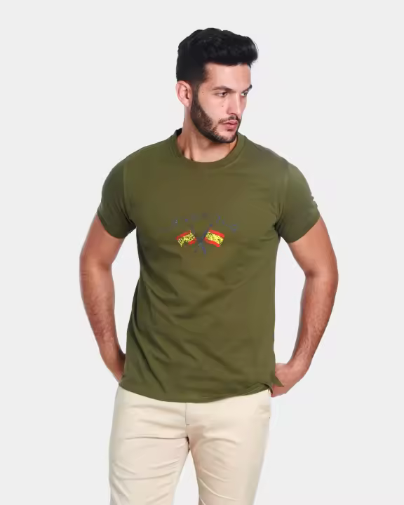 CAMISETA PUNTO SPAGNOLO BANDERA VERDE OLIVA - 1
