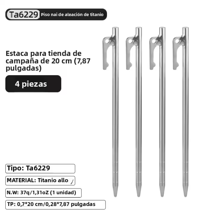 Tiartisan 6Pcs Clavos De Tenda De Aleación De Titanio Para Camping Al Aire Libre Resistentes Y Antidesviados Para Suelo De Tenda Y Canopy - 1