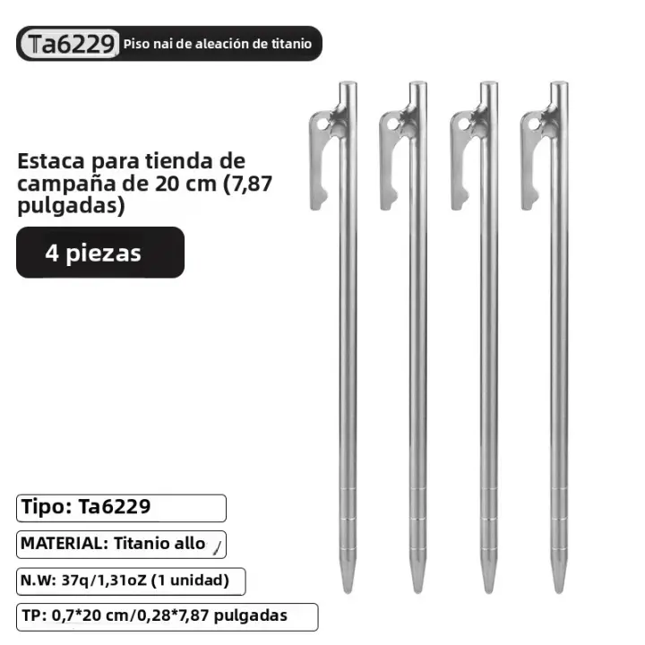Tiartisan 6Pcs Clavos De Tenda De Aleación De Titanio Para Camping Al Aire Libre Resistentes Y Antidesviados Para Suelo De Tenda Y Canopy - 1
