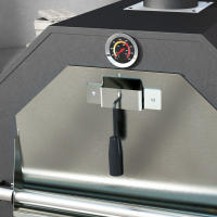 2x1 Horno Pizza Barbacoa exterior with Piedra para pizza y Cenicero, 2 parrillas para barbacoa, Horno de Leña with Rueda y termómetro, Adaptado para Jardín Negro - details 3
