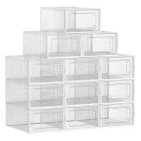 Cajas de Zapatos de Plástico Plegables y Apilables - Juego de 12 Organizadores para Zapatillas hasta Talla 44, Transparente, Azul, Blanco o Verde - details 7
