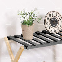 Soporte de flores de sala de estar moderno y simple de dos pisos, estante de madera de piso a techo de varias capas, estante de celosía de madera maciza, amplia gama de aplicaciones - details 3