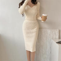 Vestido Midi Bodycon De Lana Para Mujer Seoulish Otoño Invierno Con Cuello Cuadrado Y Manga Larga Estilo Elegante Oficina - details 16