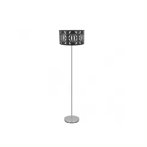 FABRILAMP Lámpara de Pie Salón Katerina Cromo/Madera Negra 162x40x40 Cm - Elegante Diseño - 1
