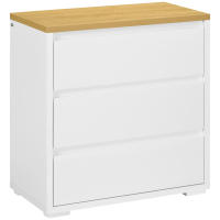 HOMCOM Cómoda 3 Cajones, Cómoda Dormitorio sin Tiradores, Cajonera para Salón, Oficina, Estilo Moderno, 70x37x75 cm, Blanco - details 0