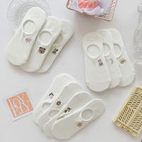 Conjunto De Calcetines De Algodón Para Mujer 10 Pares Calcetines De Tobillo Transpirables Veraniegos Con Patrón De Dibujos Animados Blancos Versátiles - details 1