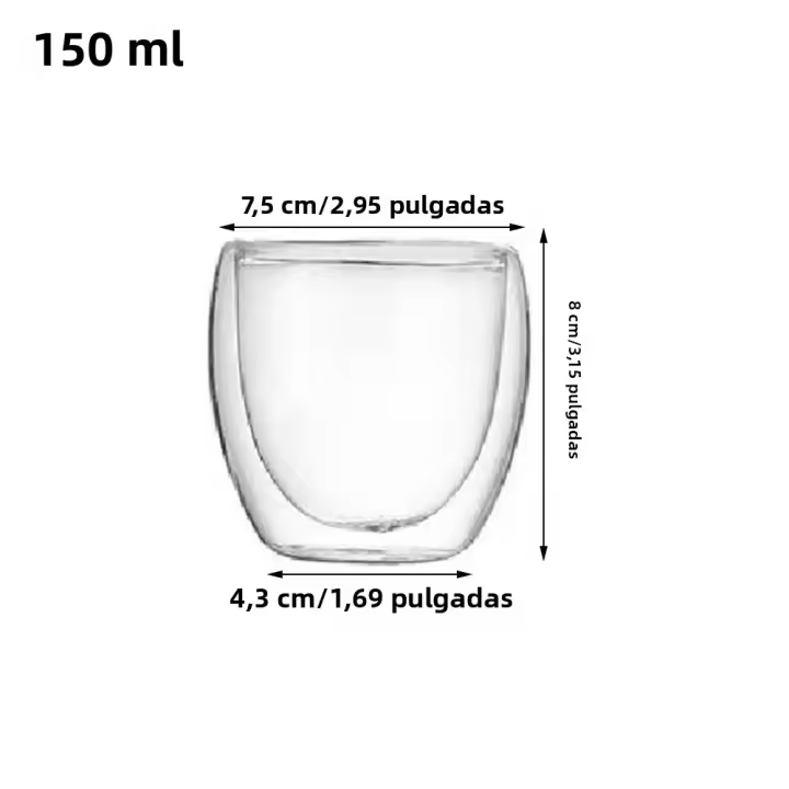 Taza Aislada De Vidrio De Doble Capa Para Café Té Vino Cerveza Leche 150/250/350/450ml Resistente Al Calor Y Frío - 1