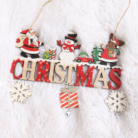 Decoraciones De Navidad De Madera De Santa Claus Y Muñeco De Nieve Creativo Artesanal Para Puerta Adorno De Navidad - details 1