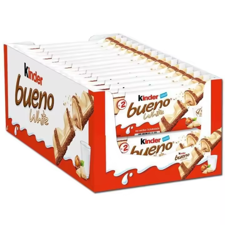 Kinder bueno Nacional y kinder blanco Chocolate Chocolatina Original Kinder Barritas de Chocolate blanco/negro relleno de avellanas 100% NACIONAL aperitivos dulce Caja 30u - 1