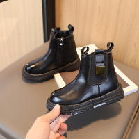 Botas Cortas Para Niños Y Niñas Estilo Británico Antideslizantes Con Cierre De Cremallera Lateral Material De Cuero Resistentes Al Desgaste Para Todas Las Estaciones - details 6