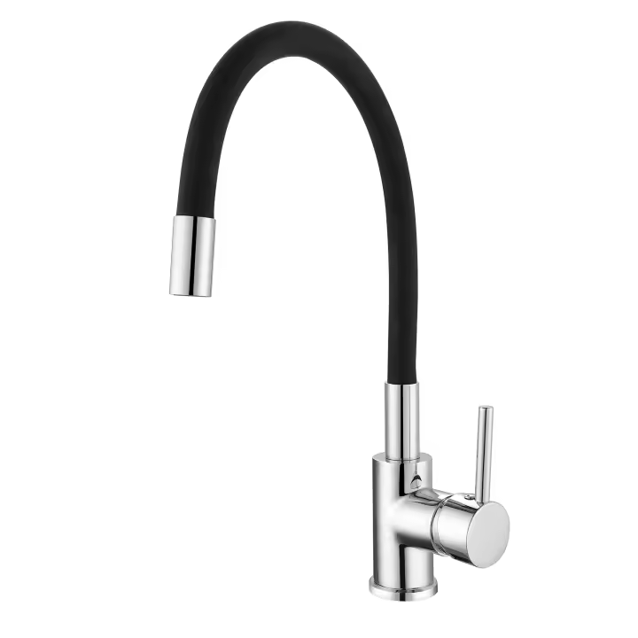K2O Grifo de Cocina K2O Flex 22x9,6x36,6 cm Grifo Monomando con Caño Giratorio y Flexible y Aireador Incorporado, Negro - 1