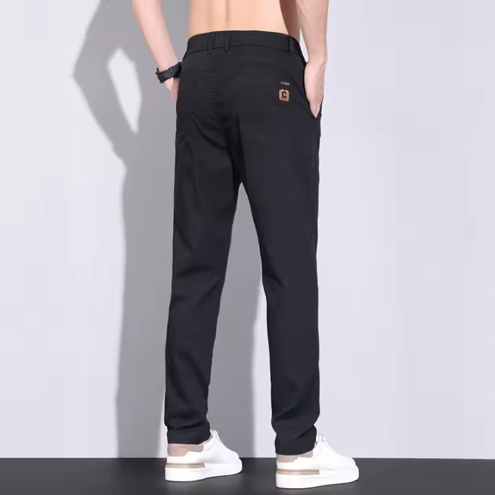 Pantalones Casuales De Algodón De Calidad Superior Para Hombres Estilo Recto Cierre De Cremallera Pantalones De Todas Las Estaciones - 1