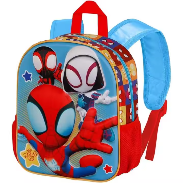 Mochila 3D Pequeña Three Spidey Marvel Color Azul y Rojo. Tamaño 31x26x11cm. KARACTERMANIA - 1