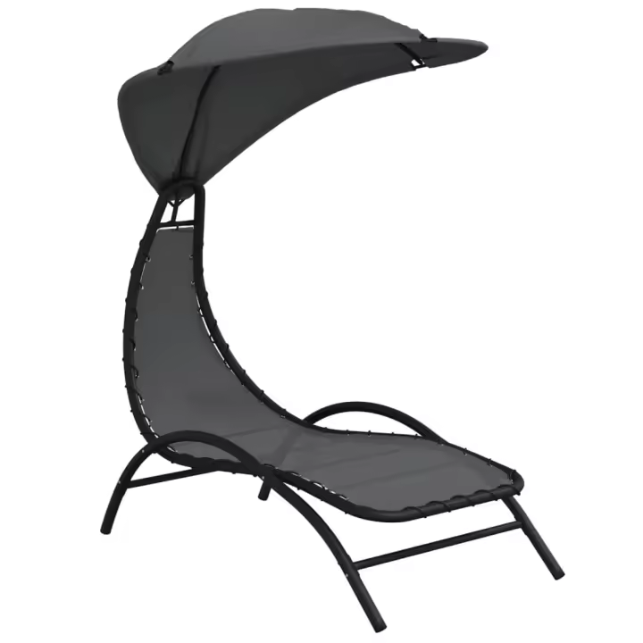 vidaXL Tumbona con toldo acero y tela 167x80x195 cm Crema, Negro, Gris oscuro Sillas de Exterior Ideal para jardín, playa, piscina, terraza Tumbona Piscina Tumbonas Playa Tumbonas Jardín Exterior - 1