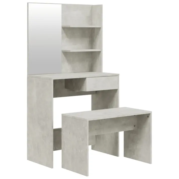 Juego de tocador color gris hormigón 74,5x40x141 cm - 1