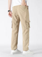 Pantalones Casuales Para Hombre Con Pierna Ancha Y Bolsillos Estilo Hip-Hop Streetwear Moda Cargo Trousers Cierre Elástico - details 8