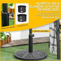 Outsunny Base de Sombrilla Redonda Soporte para Parasol con Relleno de Cemento Peso 9,5 kg para Poste de Parasol de Ø38/48 mm Negro - details 3