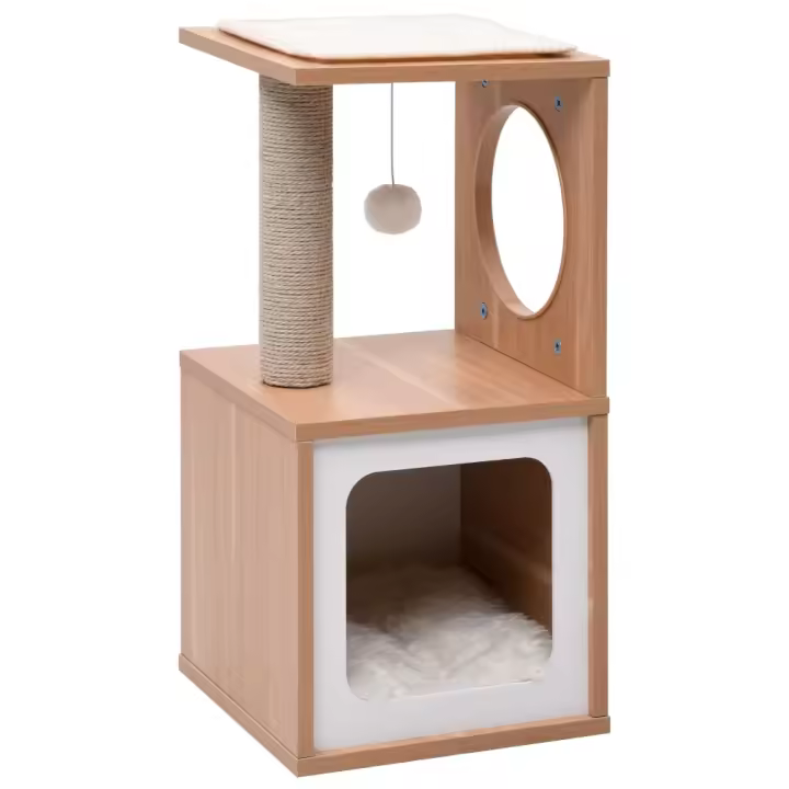 vidaXL Rascador para Gatos con Alfombra Rascadora de Sisal 60 cm Casita Poste Color Negro,  Blanco, y mas - 1