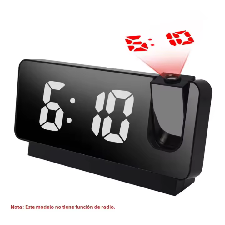 Reloj De Alarma Digital LED Con Proyector De Tiempo Y Radio FM Función De Despertar Con Snooze Y Dos Alarmas Reloj De Mesa USB - 1