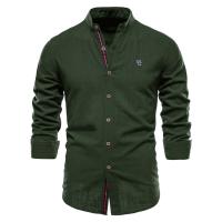 Camisa delgada de primavera y verano, camisa de manga larga de color sólido de negocios de moda para hombres de estilo japonés informal de algodón y lino para hombres (talla de EE. UU.) - details 2