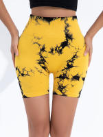 Shorts De Yoga Para Mujer Cintura Alta Sin Costuras Tie-Dye Elásticos Altos Transpirables Leggings De Gimnasio - details 9