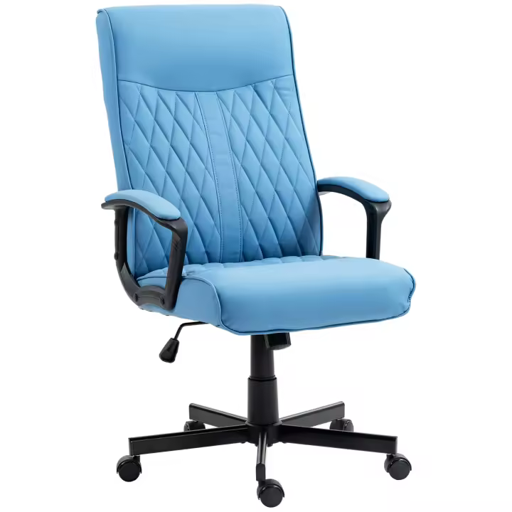 Vinsetto Silla de Oficina Giratoria 360° Silla de Escritorio de Polipiel con Respaldo Alto Altura Ajustable y Función de Inclinación para Salón Oficina Carga 120 kg 65x65x102-112,5 cm - 1