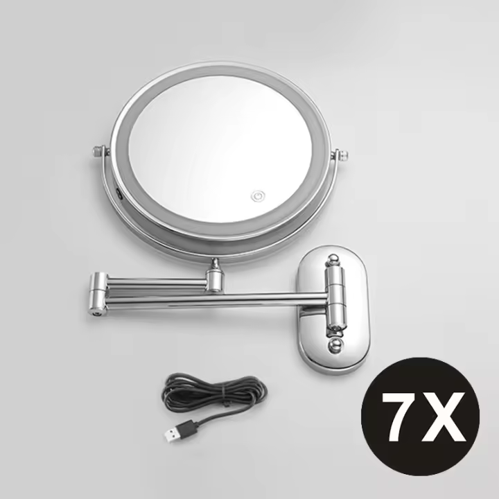 Espejo De Maquillaje Inteligente 8 Pulgadas Con Doble Lado Y Luz USB Magnifying 3x/5x/7x/10x Iluminación De 3 Colores Para Baño Estilo Moderno - 1