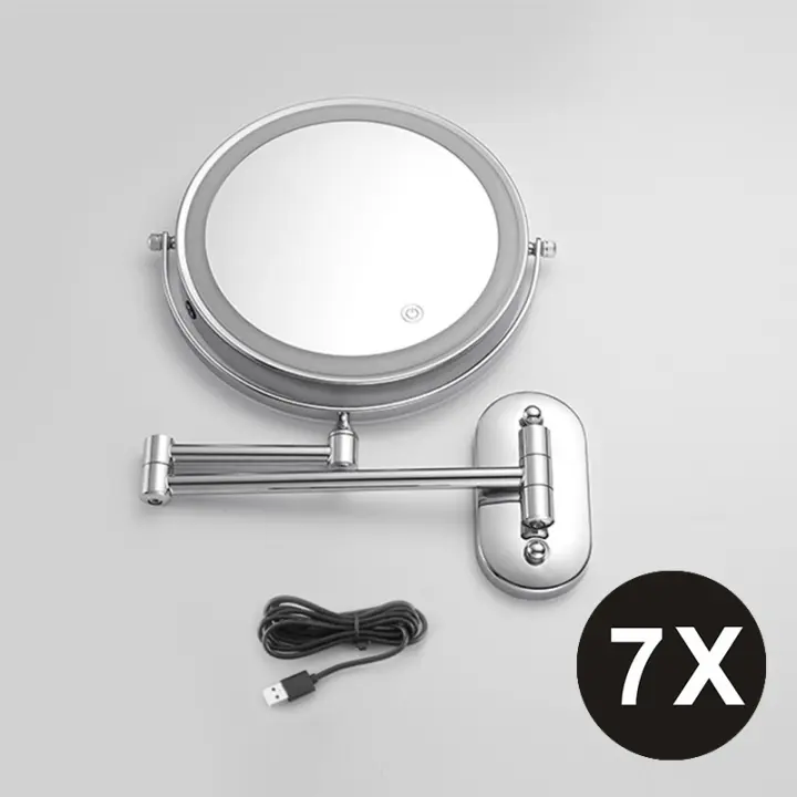 Espejo De Maquillaje Inteligente 8 Pulgadas Con Doble Lado Y Luz USB Magnifying 3x/5x/7x/10x Iluminación De 3 Colores Para Baño Estilo Moderno - 1