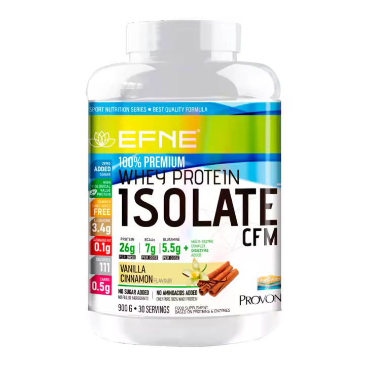 EFNE PROTEÍNA ISOLATE CFM PROMIKO GLANBIA 295® SABOR VAINILLA/CANELA FORMATO 900 gr. PATENTE DIGEZYME, MÁXIMA PUREZA, APTO PARA DIABÉTICOS - 1
