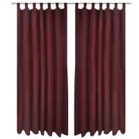 vidaXL 2x Cortinas Micro-Satinadas con Trabillas Separador 140x225 cm Color Burdeos,  Negro,  Beige y mas - details 0