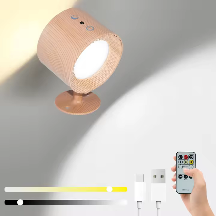 Luces, luces que brillan en la oscuridad, luz interior para todas partes 2.0, luces inteligentes, 3 temperaturas de color y rotación magnética regulable de 360°, luces de lectura LED inalámbricas (negras, 2 piezas) - 1
