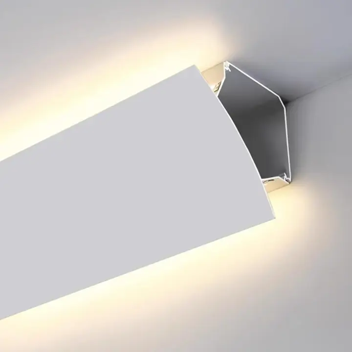 Canal de aluminio para tiras de LED, moldura de corona de iluminación indirecta para decoración del hogar para esquinas de techo/pared, moldura de canal de luz LED de montaje en superficie blanca - 1
