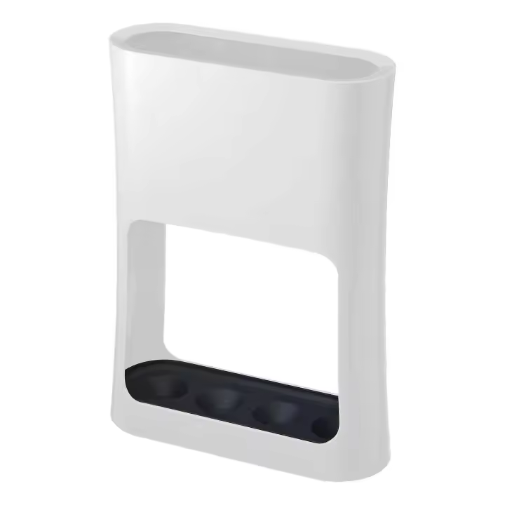 Soporte para paraguas con bandeja de recolección de agua para paraguas plegables, resina ABS minimalista, acero, blanco, L 20,8 x An 7,6 x Al 28 cm - 1