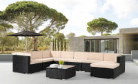 AREBOS Muebles jardín de poliratán Lounge Palermo 8 personas combinable negro - details 1