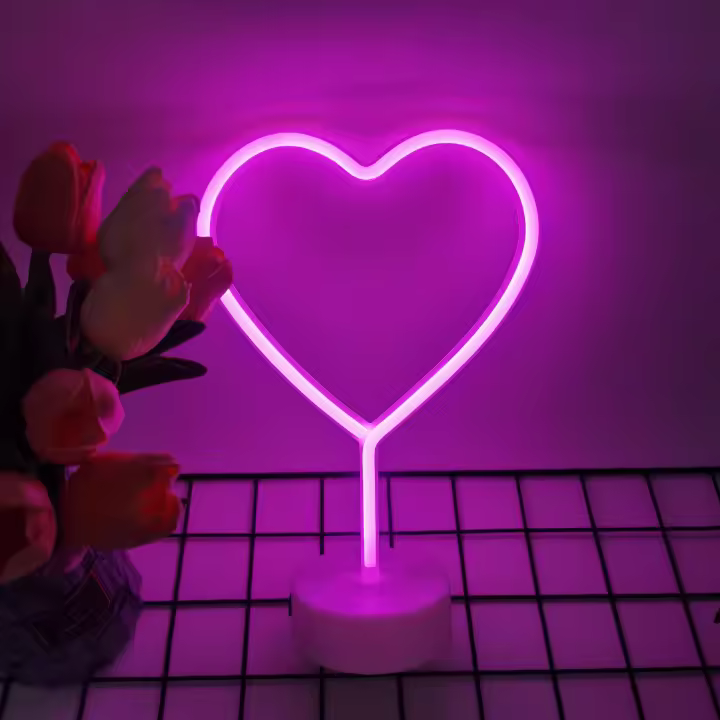Luz Neón En Forma De Corazón Con Pilas O Alimentada Por USB Decoración Para Dormitorio Y Sala De Estar Regalo Para Bodas Y Aniversarios - 1